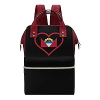I Love Antigua and Barbuda Red Heart Travel Backpack Diaper Bag Lightweight Mommy Bag Shoulder Bag for Men Women