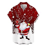Christmas Shirt Men Gift 3D Digital Printing Button Lapel Short Sleeve Shirt T Shirt Mens Black Shirt Family