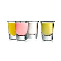 4 Pack Clear Shot Glasses - 1 Oz Elegant Round Shotglass Set of 4 - Stable Base, Thermal Shock Resistant - For Hot/Cold Drink, Whiskey, Vodka, Tequila Shots, Cordial, Espresso
