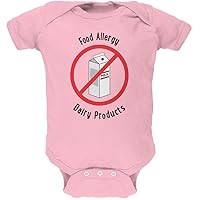 Old Glory Food Allergy Dairy Products Kids Light Pink Soft Baby One Piece - 3-6 Months