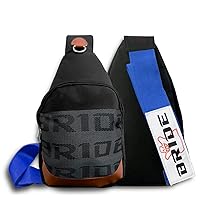 JDM Bride Racing Backpack Brown Bottom with Adjustable Straps, Gradation Crossbody Shoulder Daypack (Bride Strap - Blue)