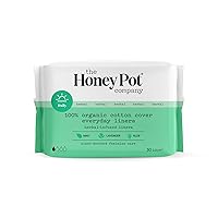 The Honey Pot Company Everyday Panty Liners, Herbal-Infused Clean Cotton Pantiliners, Plant-Derived Feminine & Menstrual Care, Green, Pantiliner, 30 Count