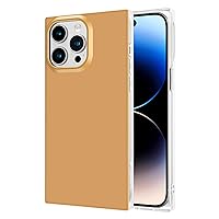 Square Case Compatible with iPhone 13 Pro Max - Luxury, Slim, Glossy, Solid Color, Timeless Neutrals, Easy to Hold, Anti-Scratch, Shockproof (Honey)