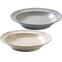Minorutouki mino ware Curio Curry-pasta Plates 2 Colors Set, φ8.35×H1.57in 15.71oz Made in Japan