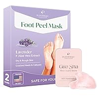 PLANTIFIQUE Foot Peeling Mask 2 pack and Gua Sha Rose Quartz Tool for Face Anti Aging Massage Tool - GuaSha Tool - Facial Skin Care Products - Massager for Your Skincare Routine