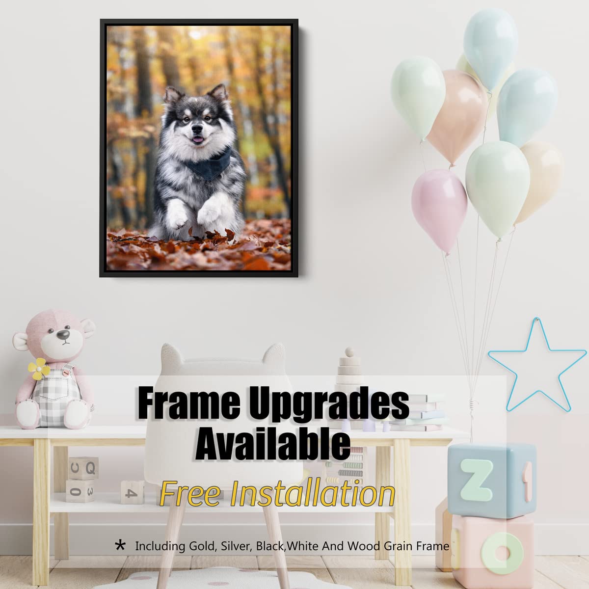 Custom Canvas Prints With Your Photos,Personalized Pictures On Canvas Wall Art for Bedroom, Living Room, Wedding Baby Pet Family Picture Framed Wall Art (5