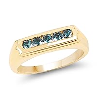 14K Yellow Gold Plated 0.40 Carat Genuine Black Diamond .925 Sterling Silver Ring