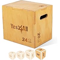 Yes4All 3 in 1 Wooden Plyo Box, Plyometric Box for Home Gym and Outdoor Workouts, Available in 4 Size - 30