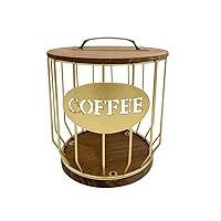 Coffee Holders Storage Baskets With Wood Base Easy To Refills Coffee Storage Basket Iron Material Coffee Storage Basket