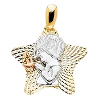 14K 3C Star with Religious Praying Boy Pendant