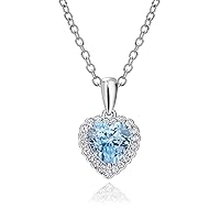 supermodel 925 Sterling Silver Love Heart Necklace Pendant with Birthstone Natural Gem Shape with 18+2