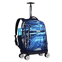 UNIKER Rolling Backpack, Softside Luggage with Spinner Wheels for Travel, Backpack with Wheels for Business, Backpack with Laptop Compartment Fit 15.6 Inch Laptop for School Blue