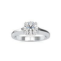 Kiara Gems 1.80 Carat Round Moissanite Engagement Ring, Wedding Ring Eternity Band Vintage Solitaire Halo Setting Silver Jewelry Anniversary Promise Vintage Ring Gift for Her