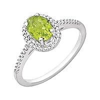 925 Sterling Silver Peridot Polished Peridot and .01 Dwt Diamond Ring Size 6.5 Jewelry Gifts for Women