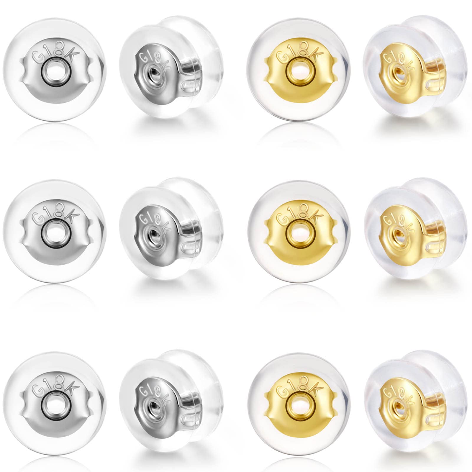 Moconar Earring Backs,14K Gold Silicone Earring Backs for Studs/Droopy Ears,Locking Secure Earring Backs for Heavy Earring,No Irritate Hypoallergenice Soft Clear Earring Backs for Adults&Kids