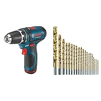 Bosch PS31-2A 12-Volt Max Lithium-Ion 3/8-Inch 2-Speed Drill/Driver Kit with 2 Batteries, Charger and Case w/ 21pc drill bit set