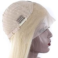 European And Style Front Lace, Real Hair, Can Be Dyed, Yellow, Straight Hair, (Size : 12