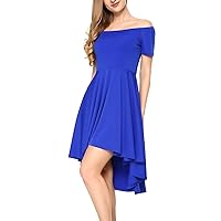 Women Off The Shoulder Dress High Low Cocktail Dress High Low Skater Dress