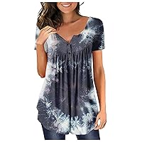 Popular Summer Short Sleeve T Shirts Womens Prom Plus Size Comfy Henley Top for Women Thin Flairy Softest