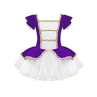 Girls Shiny Ballet Tutu Dress Leotards Ruffled Figure Ice Skating Dress Halloween Circus Ringmaster Costumes