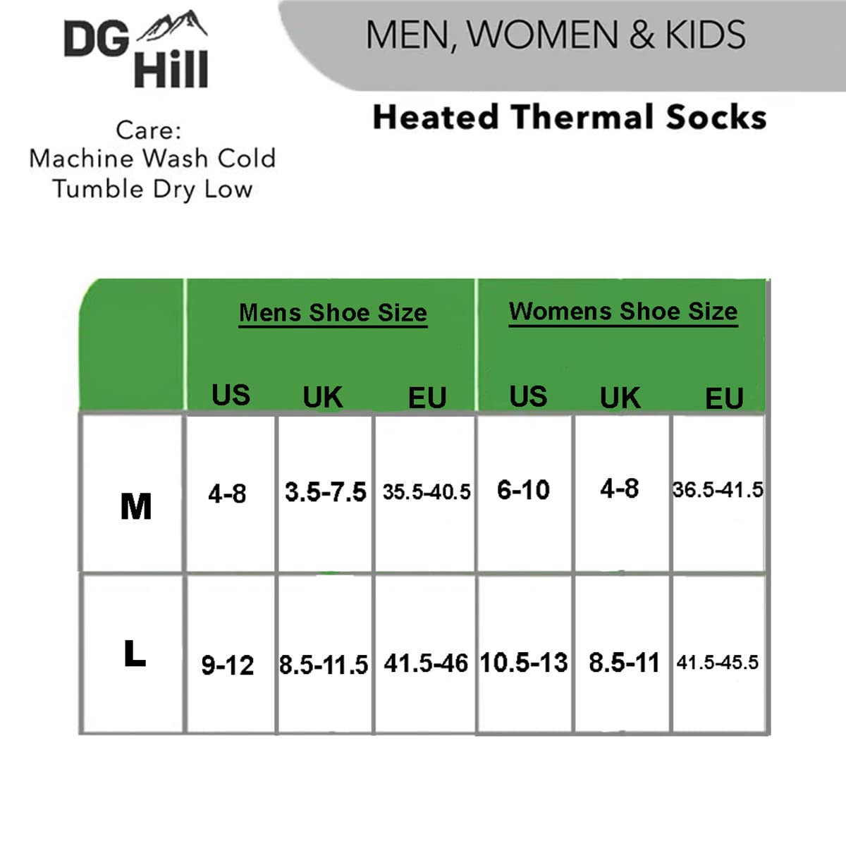 DG Hill (2pk or 4pk Thermal Socks for Men and Women, Heated Winter Boot Socks, Insulated for Cold Weather