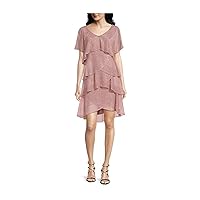 S.L. Fashions Women's Tiered Boudre Dress (Petite and Regular Sizes)