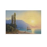 Posters Modern Art Poster Coastal Landscape Boat Sunset Poster Impressionist Art Canvas Art Poster Picture Modern Office Family Bedroom Living Room Decorative Gift Wall Decor 12x18inch(30x45cm) Unf