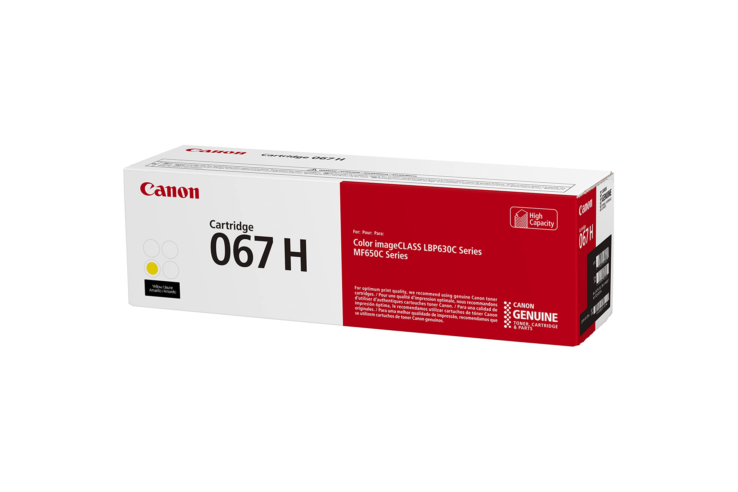 Canon 067 Yellow Toner Cartridge, High Capacity, Compatible to MF656Cdw, MF654Cdw, MF653Cdw, LBP633 Cdw and LBP632Cdw Printers