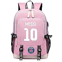 Unisex Messi Lightweight Canvas Bookbag,PSG Laptop Daypack Travel Knapsack with USB Charging Port