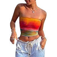 Women's Tube Tops Strapless Crop Tops Basic Backless Sleeveless Bandeau Cute Sexy Summer Outfits