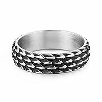 HZMAN Stainless Steel Dragon Scale Ring for Men Women Vintage Gothic Punk Dragon Animal Biker Ring Jewelry Gift