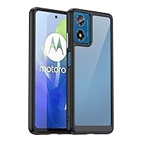 Case for Moto G04,Moto G24 4G Case,Transparent TPU+PC Acrylic Protective Military Grade Armor Heavy Duty Protection Phone Case for Motorola Moto G24 4G/Moto G04 4G XT2423-1 XT2421-2 (Black)