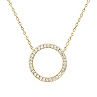 PAVOI 14K Gold Plated Dainty Halo Pendant Necklace | Layering Necklace