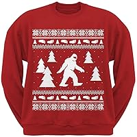 Old Glory Sasquatch Ugly Christmas Sweater Red Crew Neck Sweatshirt - Large