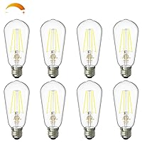 Dimmable Vintage LED Edison Bulbs, 60W Equivalent, Daylight White 5000K, 800LM, E26 Base, ETL Listed ST58 Filament Bulb, Antique LED Light Bulbs for Outdoor and Indoor Clear Glass(8 Pack)
