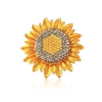 TTjewelry Fashion Jewelry Charming Sunflower Flowers Yellow Rhinestone Crystal Brooch Pin