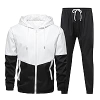 Tracksuit Set Men 2 Piece Sweatsuits Colorblock Full Zip Hoodies Jogger Pants Outfits Athletic Jogging Matching Suit