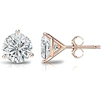 The Diamond Deal 1/4-1.00Carat Round Brilliant Solitaire Lab-Grown Diamond Matini Stud Earrings For Women Girls infants | 14k Yellow or White or Rose/Pink Gold 3-Prong Basket Setting With Push Backs 0