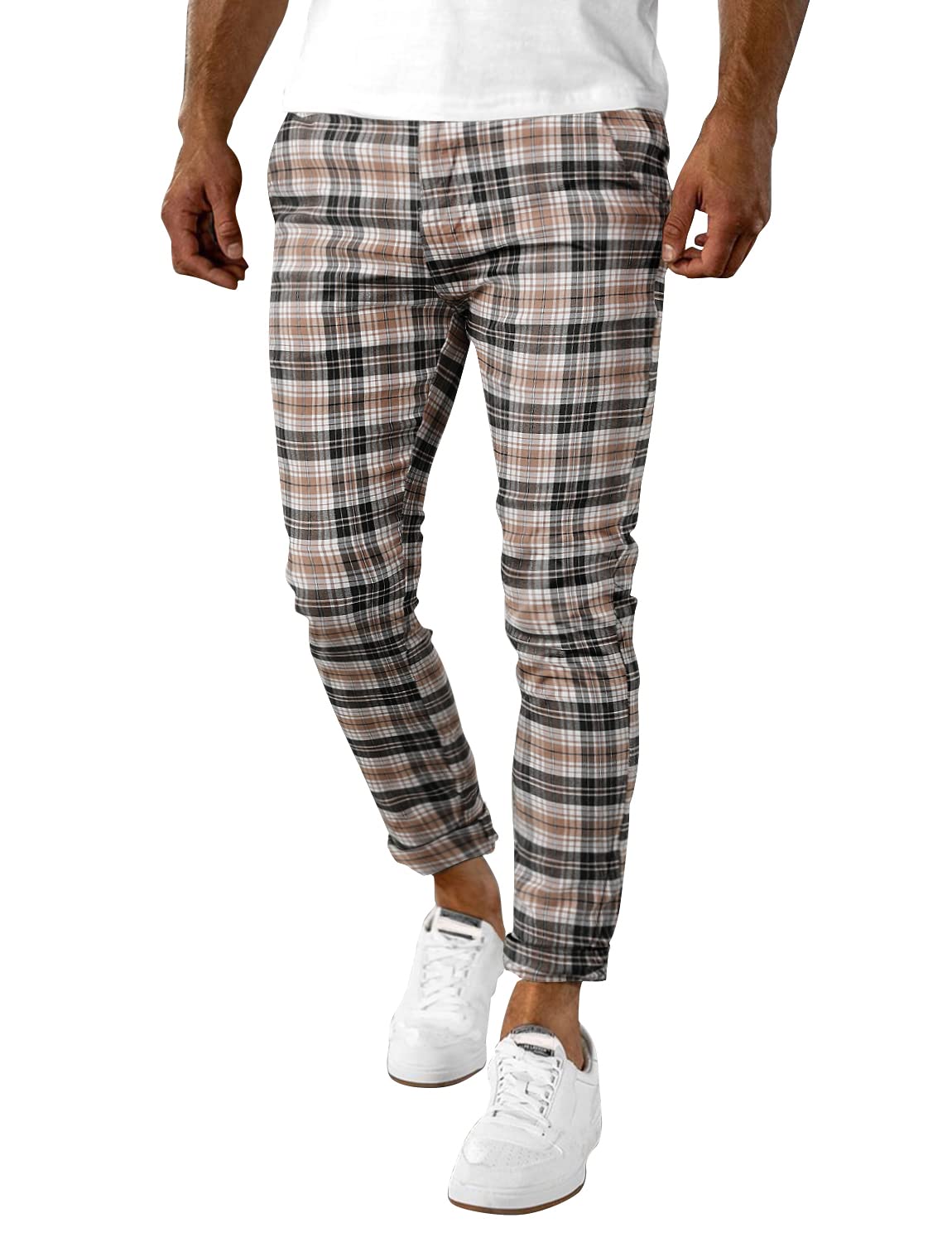 Mens Plaid Pants Slim Fit Casual Stretch Pants Tapered Skinny Checkered Dress  Pants for Men, Black Big Plaid, S price in UAE | Amazon UAE | kanbkam