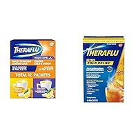 Theraflu Combo Daytime and Nighttime Severe Cold Relief Powder & Daytime Severe Cold Relief Powder, Cold and Cough Medicine Powder Packets, Honey Lemon Flavors - 6 Count (Pack of 1)