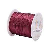 76 Yards 1mm Rattail Satin Nylon Trim Silk Cord Chinese Knotting Beading String Macrame Thread Cord for Necklace Bracelet Braided Jewelry Making(Brown)