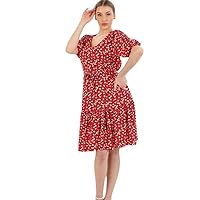 Red Floral Print Summer Mini Dress Cotton Comfortable Fabric
