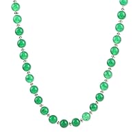 NOVICA Handmade .925 Sterling Silver Onyx Beaded Necklace Crafted Green from India Long Gemstone Birthstone [29.5 in L x 0.3 in W] 'Supernatural'