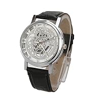 Sport Wrist Watch, Men Leather Band Stainless Steel Quartz Military Luxury Sport Dial Wrist Watch