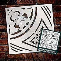 Foliage Cross Ornament Tile Stencil by StudioR12 | DIY Kitchen Backsplash | Reusable Quarter Pattern for Bathroom Floor | Select Size (22.5 x 22.5 cm)