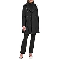 Calvin Klein Women's Double Breasted Belted Rain Jacket with Removable Hood