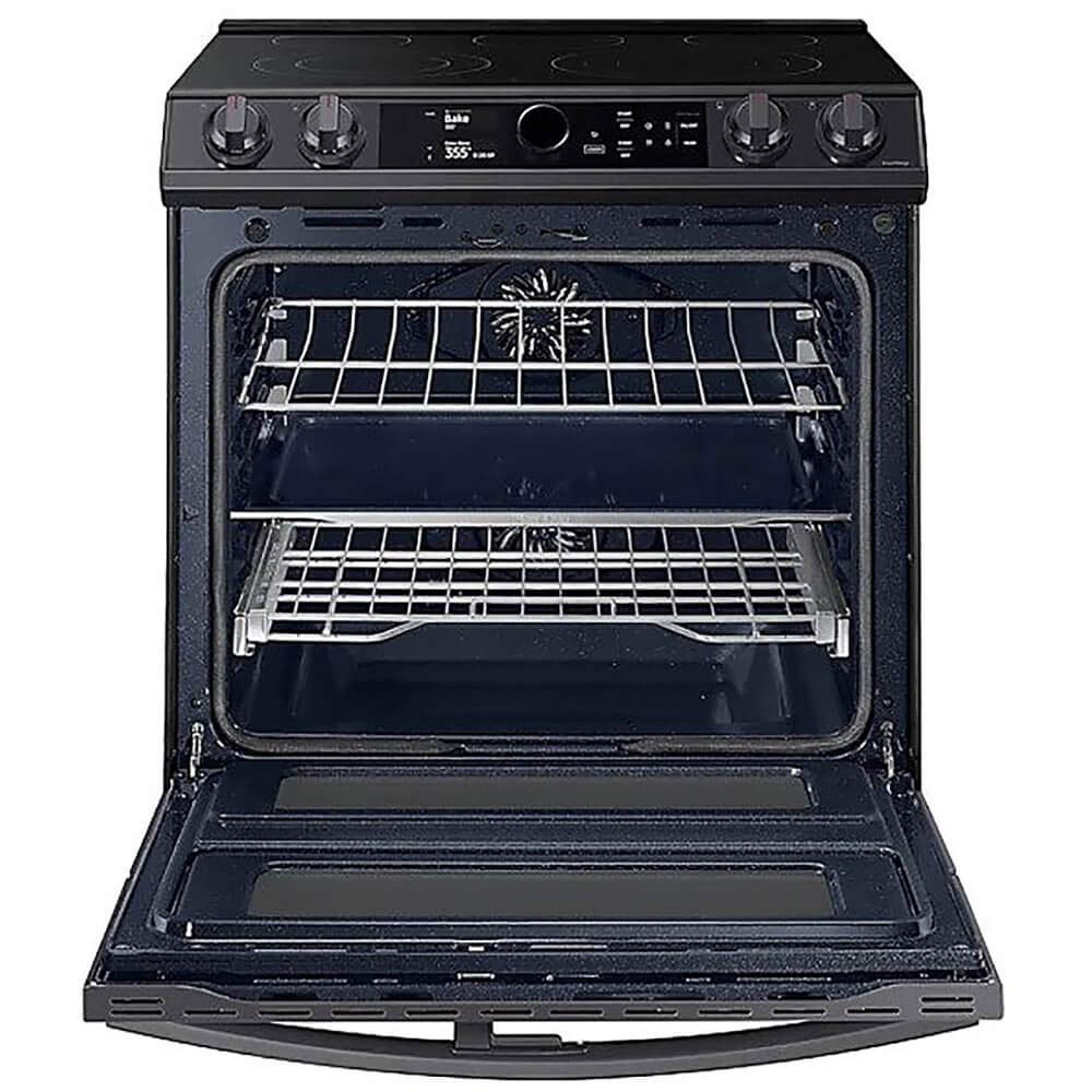 SAMSUNG NE63T8751SG 6.3 cu ft. Smart Slide-in Electric Range with Smart Dial, Air Fry, & Flex Duo(TM) in Black Stainless Steel