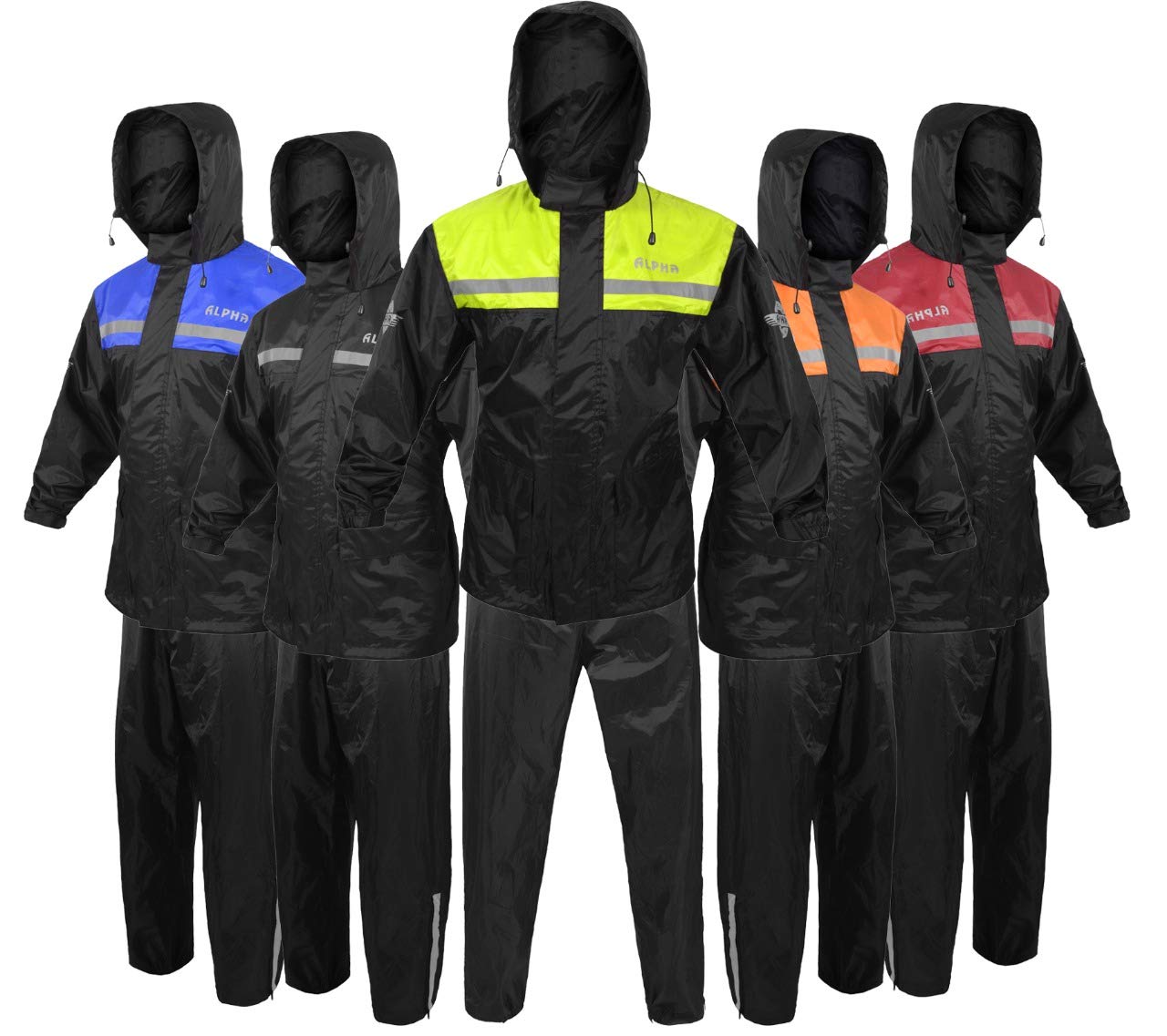 Alpha Cycle Gear Rain Suit for Men & Women Jackets Pant Gear Reflective Rainsuit Waterproof (GREEN, LARGE)