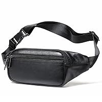 GMOIUJ Men's Waist Bag Belt Men Leather Waist Pack Black Male Fanny Pack Man Belt Pouch Sling Bag