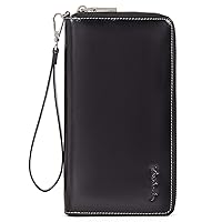 BOSTANTEN Laptop Briefcase for Women 15.6 inch & Leather Wallets for Women RFID Blocking Zip Around Credit Cards Holder Phone Clutch Black